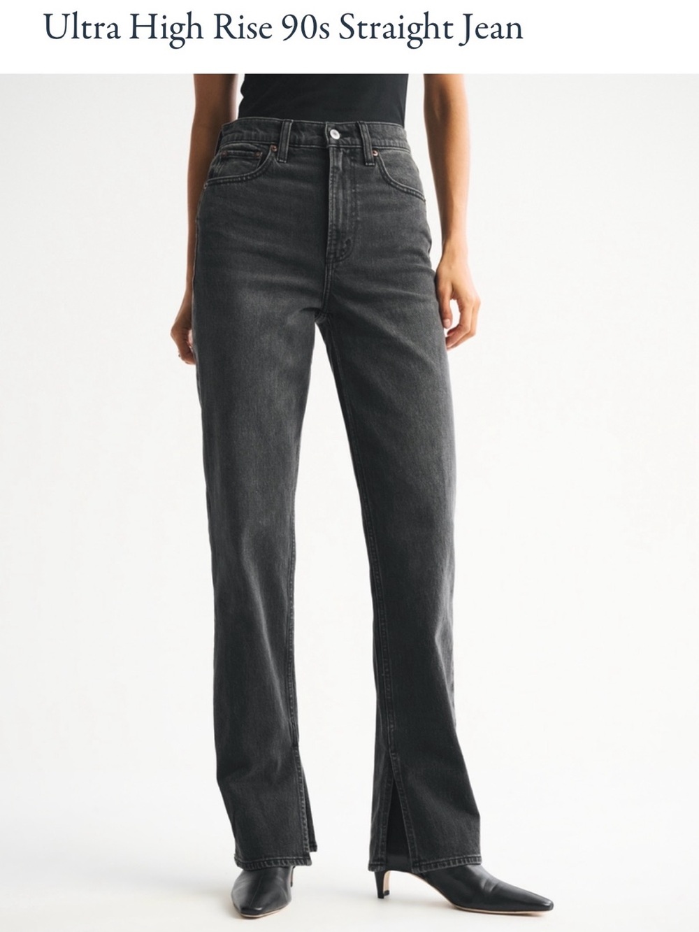 Abercrombie & Fitch Ultra High-Rise Straight Jeans - Washed Black 28 SHORT